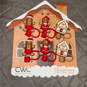 Christmas Straw Toppers - Festive Red and Brown